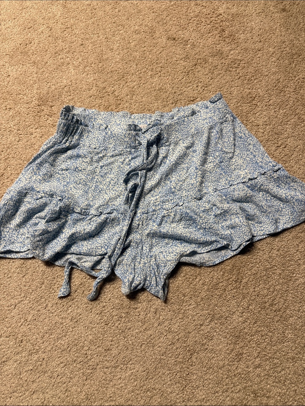 Vanilla Star Light Blue Floral Ruffle Shorts